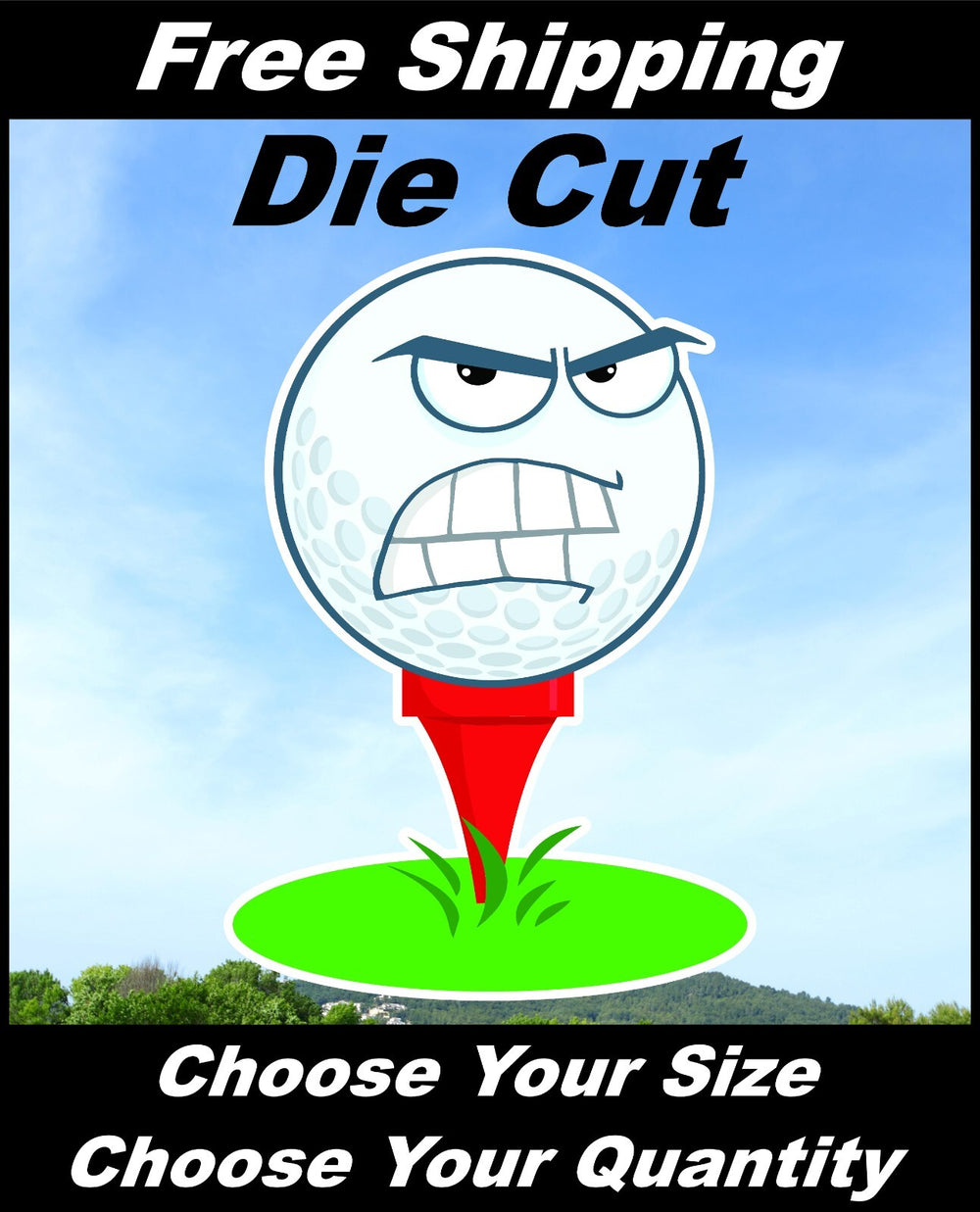 Mad Funny Goofy Golf Ball Decal Sticker for Car and Truck Window or Bumper