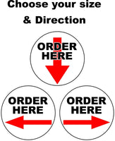 
              Place Order Here Sticker Vinyl Business Sticker Decal right left down order here
            