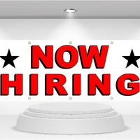 NOW HIRING - Advertising Vinyl Banner Flag Sign  printed in the USA