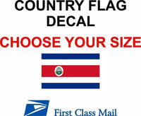 
              COSTA RICA COUNTRY FLAG, STICKER, DECAL, 5YR VINYL, Country Flag of Costa Rica
            