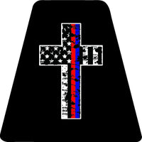 
              Thin Red/Blue Line Cross - BLACK TETS TETRAHEDRONS HELMET STICKER FIRE REFLECT.
            