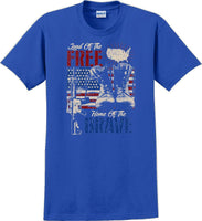 
              LAND OF THE FREE HOME OF THE BRAVE, Veterans day Soldier USA Support T-Shirt
            