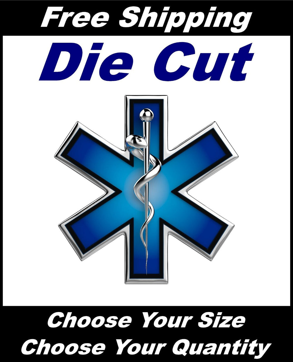 The Star of Life Chrome Printed laminated six-pointed star EMS High Def. Decal