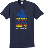 
              HONORING THE GREAT NEVER FORGET, Veterans day Soldier USA Support T-Shirt
            