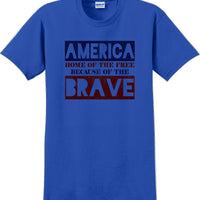 HOME OF THE FREE, BECAUSE OF BRAVE Veterans day Soldier USA Support T-Shirt