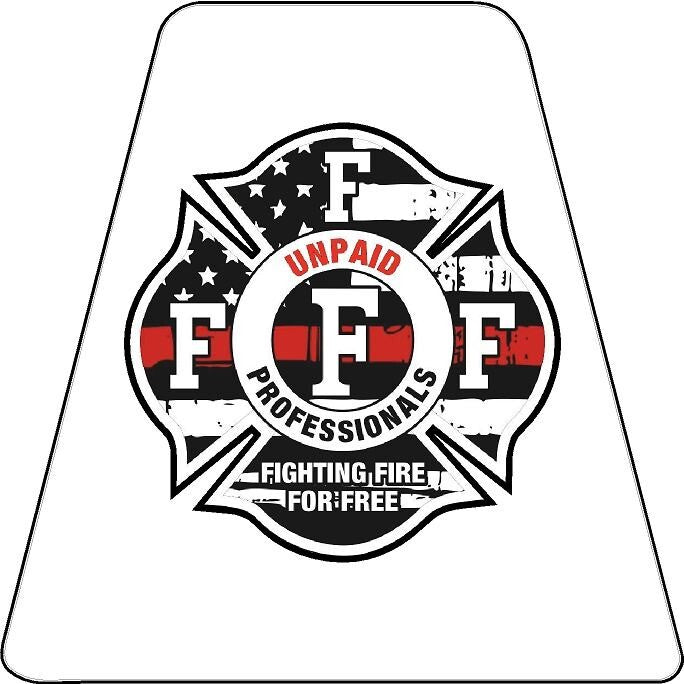 UNPAID FIREFIGHTER HELMET TETS TETRAHEDRONS HELMET STICKER white REFLECTIVE