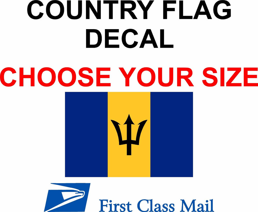 BARBADOS COUNTRY FLAG, STICKER, DECAL, 5YR VINYL, Country Flag of Barbados