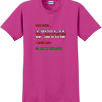 Dear santa I've been good all year- Christmas Day T-Shirt -12 color choices