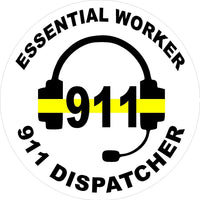 Essential Worker 911 Dispatcher Thin Yellow Line Decal