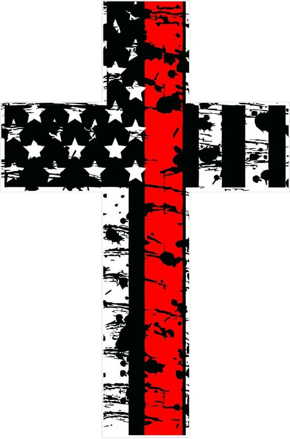 Thin Red Line Cross - Police and Fire Vinyl Decal REFLECTIVE
