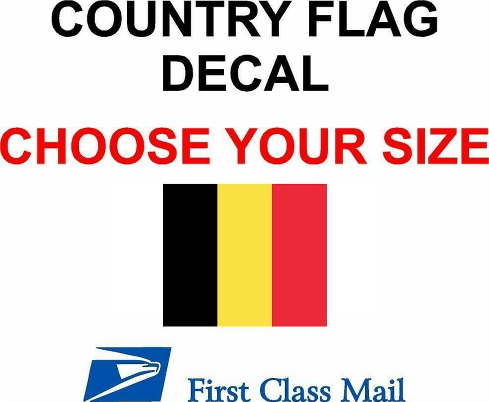 BELGIUM COUNTRY FLAG, STICKER, DECAL, 5YR VINYL, Country Flag of Belgium