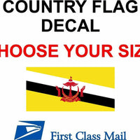 BRUNEI COUNTRY FLAG, STICKER, DECAL, 5YR VINYL, Country Flag of Brunei