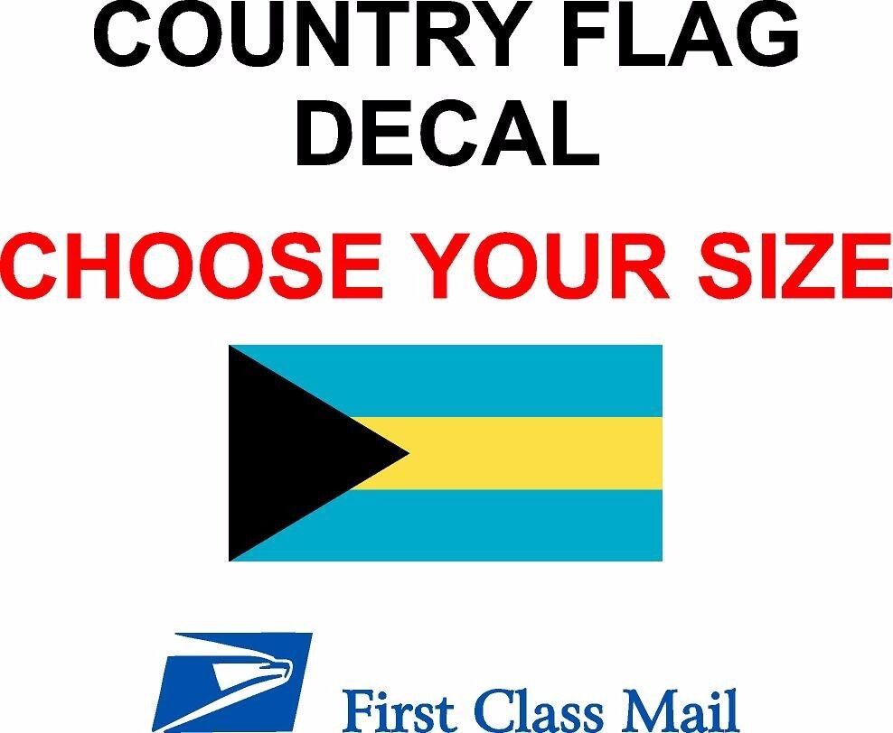 BAHAMAS COUNTRY FLAG, STICKER, DECAL, 5YR VINYL, Country flag of Bahamas