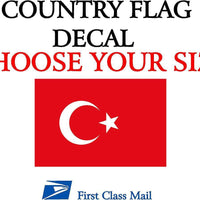 TURKISH COUNTRY FLAG, STICKER, DECAL, 5YR VINYL, COUNTRY FLAG OF TURKEY