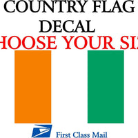 IVORY-COAST COUNTRY FLAG, STICKER, DECAL, 5YR VINYL, STATE FLAG