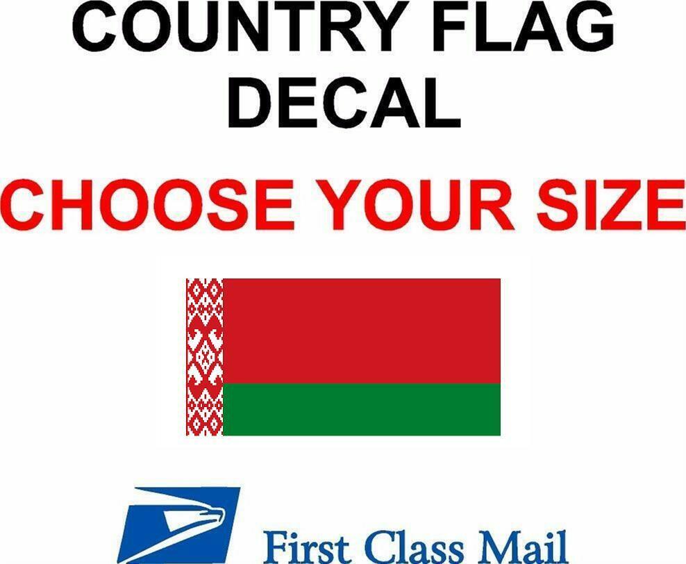 BELARUS COUNTRY FLAG, STICKER, DECAL, 5YR VINYL, Country Flag of Belarus