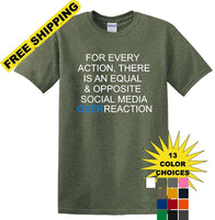 
              Social Media Equal & Opposite Overreaction - Fun shirt - T-shirt TSM06
            