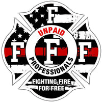 Maltese Cross Thin Red Line Tattered Flag Fighting Fire sticker Decal MC1