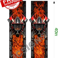 2 Firefighter Face Shield Flames Truck Bed Band Stripes Decal Sticker Graphics