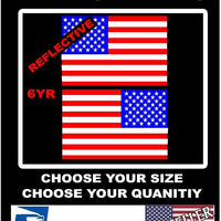 2 REFLECTIVE American Flag USA Mirrored  Vinyl Decals for Boat Truck Car