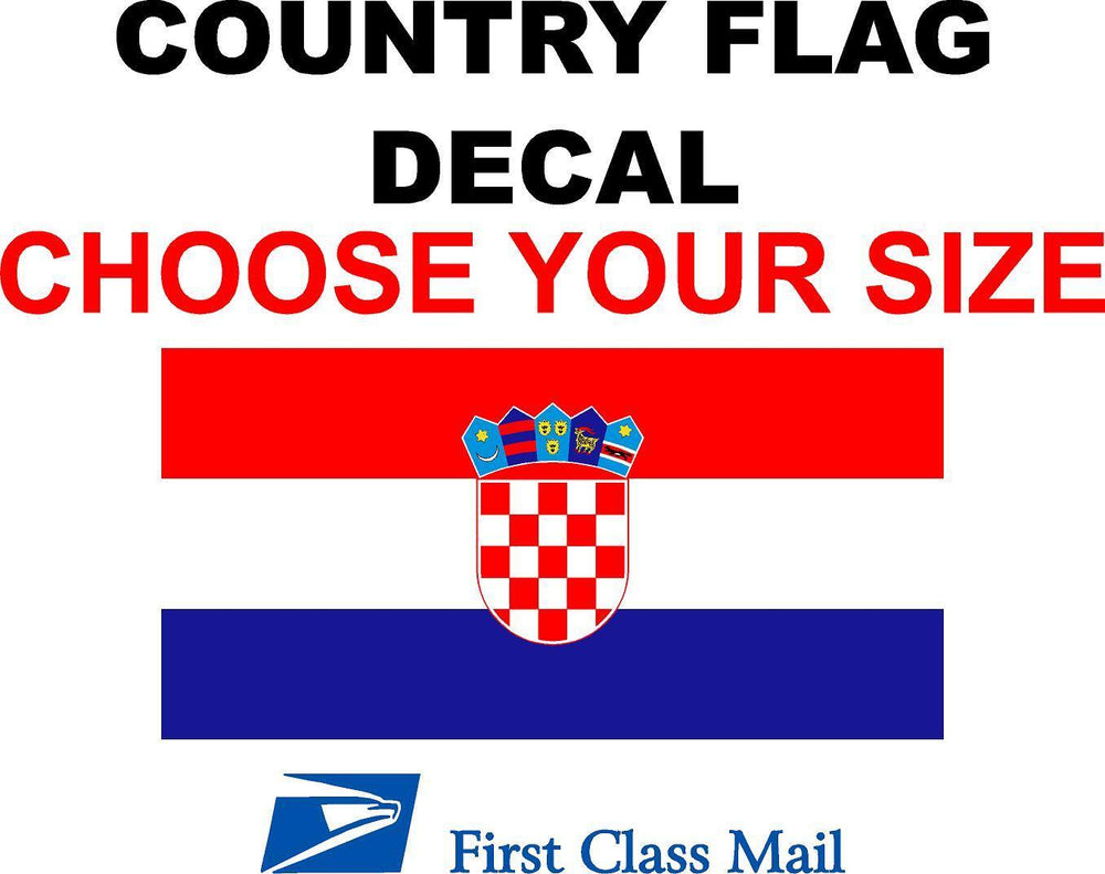 CROATIA COUNTRY FLAG, STICKER, DECAL, 5YR VINYL, Country Flag of Croatia
