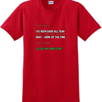 Dear santa all I want for christmas- Christmas Day T-Shirt -12 color choices