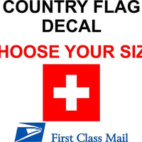 SWISS COUNTRY FLAG, STICKER, DECAL, 5YR VINYL, Country Flag of Switzerland