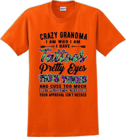 
              Crazy Tattooed Grandma T-Shirt - 12 color choices
            
