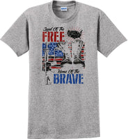 
              LAND OF THE FREE HOME OF THE BRAVE, Veterans day Soldier USA Support T-Shirt
            
