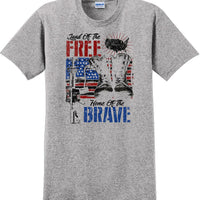 LAND OF THE FREE HOME OF THE BRAVE, Veterans day Soldier USA Support T-Shirt