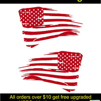 American Flag Distressed Right & Left Vinyl Decal Sticker  14 Colors 6yr vinyl