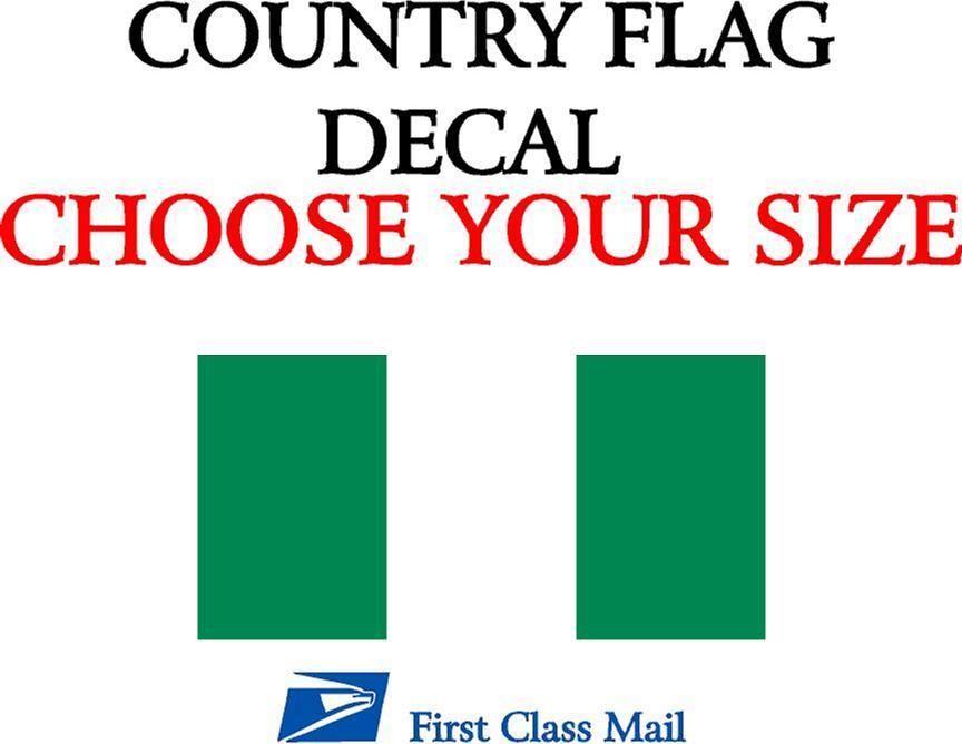 NIGERIAN COUNTRY FLAG, STICKER, DECAL, 5YR VINYL, STATE FLAG