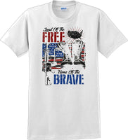 
              LAND OF THE FREE HOME OF THE BRAVE, Veterans day Soldier USA Support T-Shirt
            