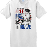 LAND OF THE FREE HOME OF THE BRAVE, Veterans day Soldier USA Support T-Shirt