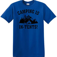 Camping is "IN-TENTS" - Funny shirt - short sleeved T-shirt TH04
