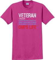 
              VETERAN NOUN, ONES LIFE, Veterans day Soldier USA Support T-Shirt
            