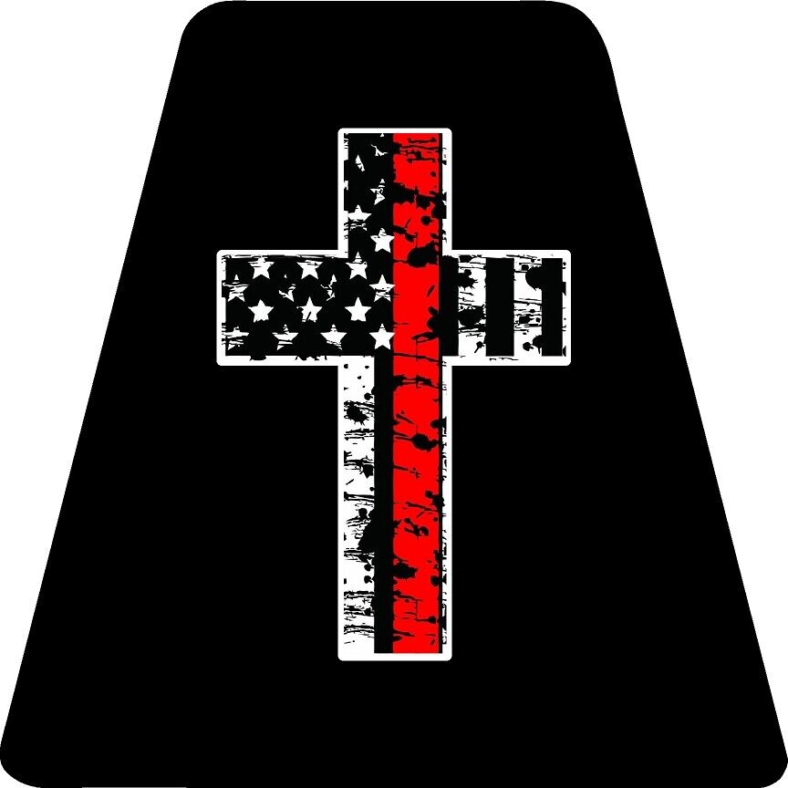 Thin Red Line Cross - BLACK TETS TETRAHEDRONS HELMET STICKER FIRE REFLECTIVE