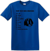 
              TOP TEN DOG BREEDS-SAINT BERNARD - Dog- Novelty T-shirt
            