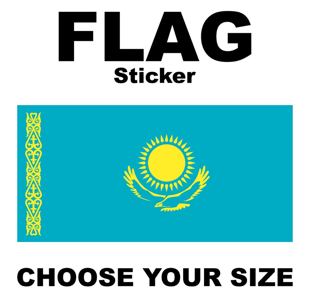 flag of Kazakhstan  FLAG, STICKER, DECAL, 5YR VINYL,  FLAG