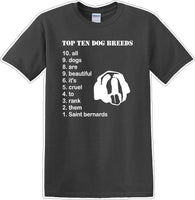 
              TOP TEN DOG BREEDS-SAINT BERNARD - Dog- Novelty T-shirt
            