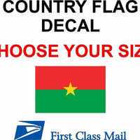 BURKINA FASO COUNTRY FLAG, STICKER, DECAL, 5YR, Country Flag of Burkina Faso