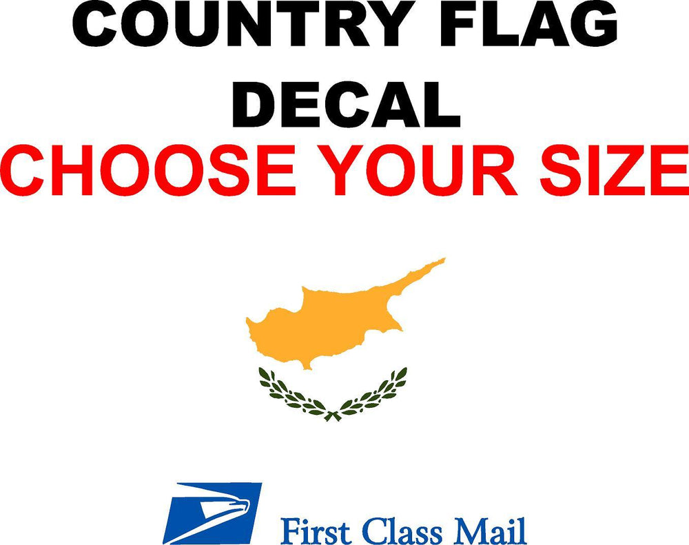 CYPRUS COUNTRY FLAG, STICKER, DECAL, 5YR VINYL, STATE FLAG
