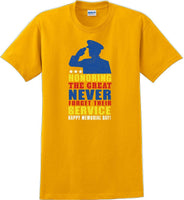 
              HONORING THE GREAT NEVER FORGET, Veterans day Soldier USA Support T-Shirt
            