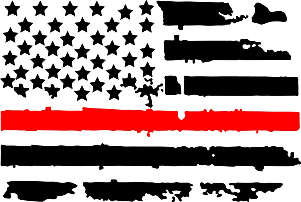 Colorado Back Window Distressed  Flag Decal 2023-2024 w Red Line Fire