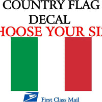 ITALIAN COUNTRY FLAG, STICKER, DECAL, 5YR VINYL, Country flag of Italy