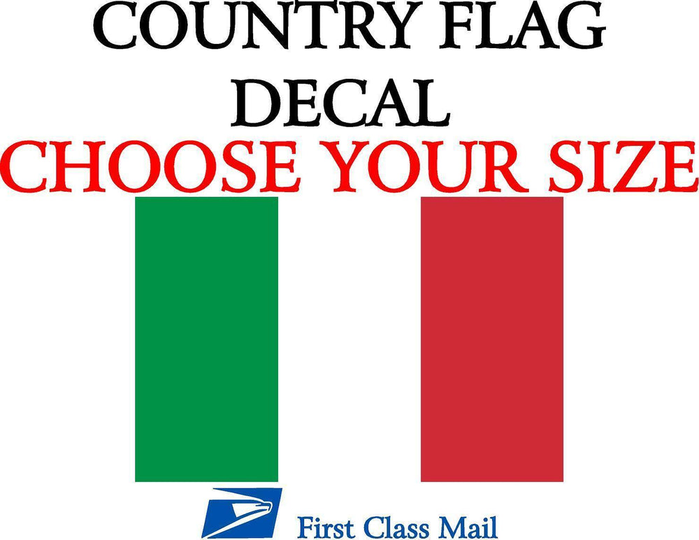ITALIAN COUNTRY FLAG, STICKER, DECAL, 5YR VINYL, Country flag of Italy