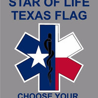 TEXAS FLAG - STAR OF LIFE DECAL WITH WHITE OUTLINE, STICKER 5 YR