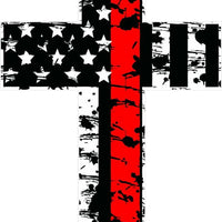 Thin Red Line Cross - Police and Fire Vinyl Decal REFLECTIVE