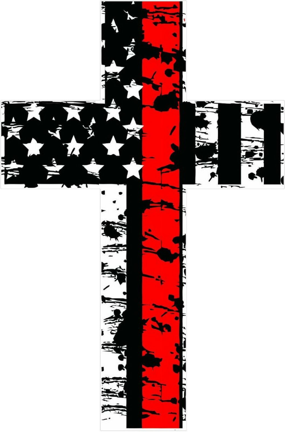 Thin Red Line Cross - Police and Fire Vinyl Decal REFLECTIVE