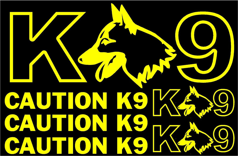 Caution K9 Unit Set - Die-cut Vinyl Decal -Car / Truck / Window Sticker Kit - K1